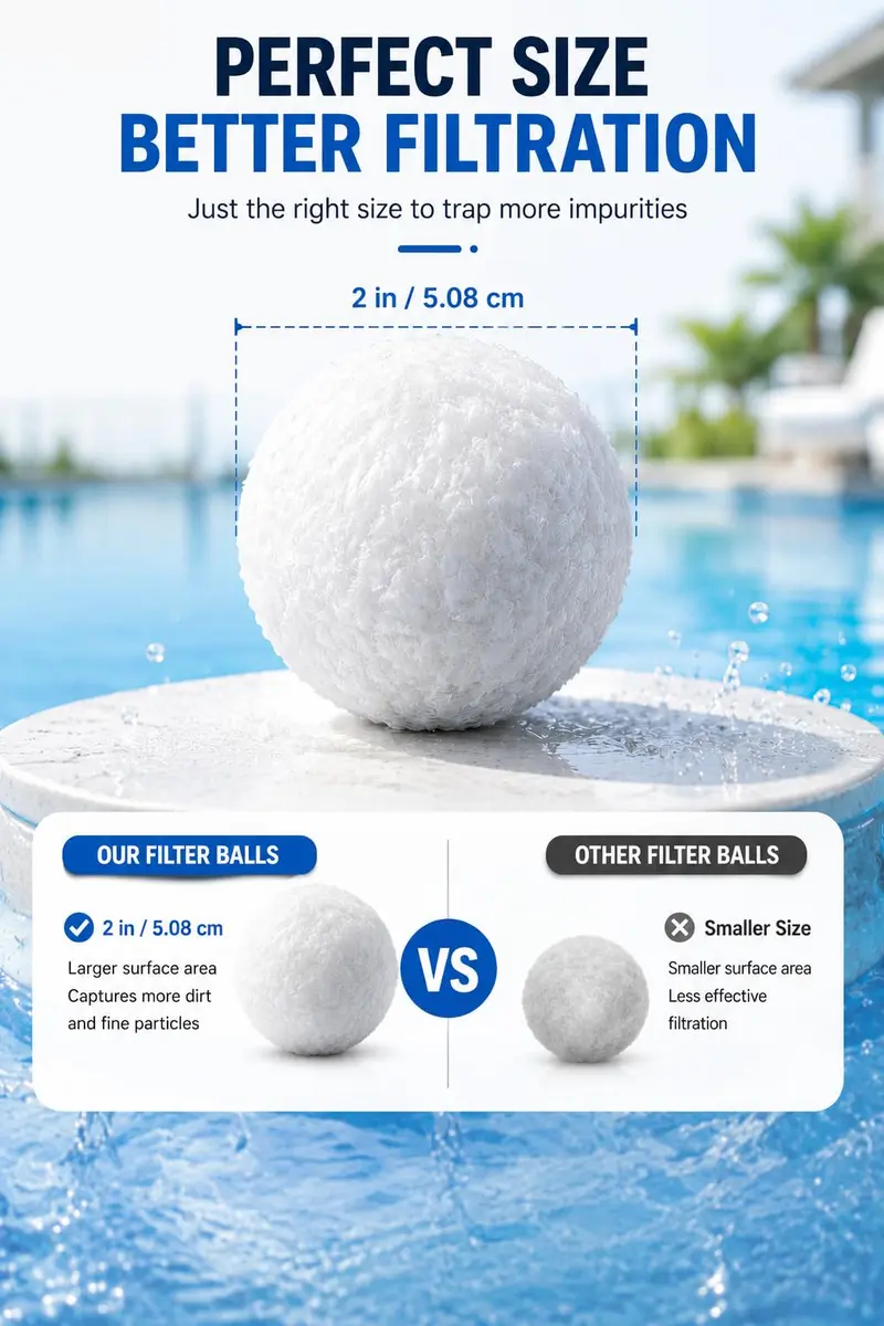 LYQC 1.5 lbs Pool Filter Balls Eco-Friendly Fiber Filter Media for Swimming Pool Sand Filters (Equals 25kg/50lbs Pool Filter Sand) | Reusable & Lightweight - view 4