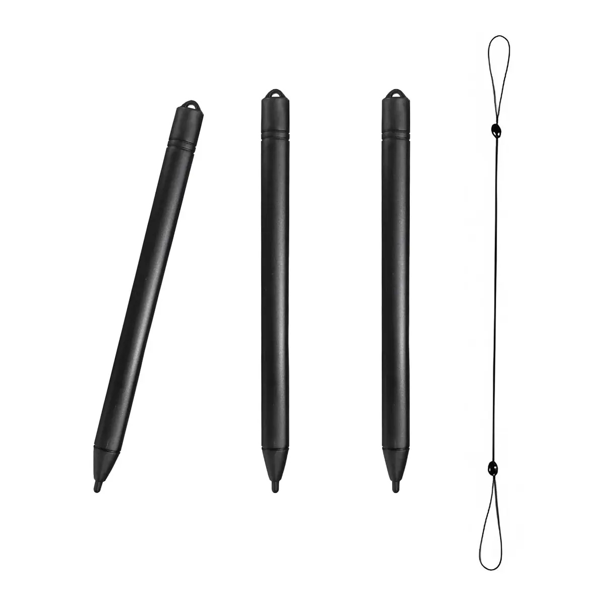 Yemotopro Replacement Stylus Drawing Pen for LCD Writing Tablets | 3 Pack Black, 4.8" with Elastic Lanyard - main product image