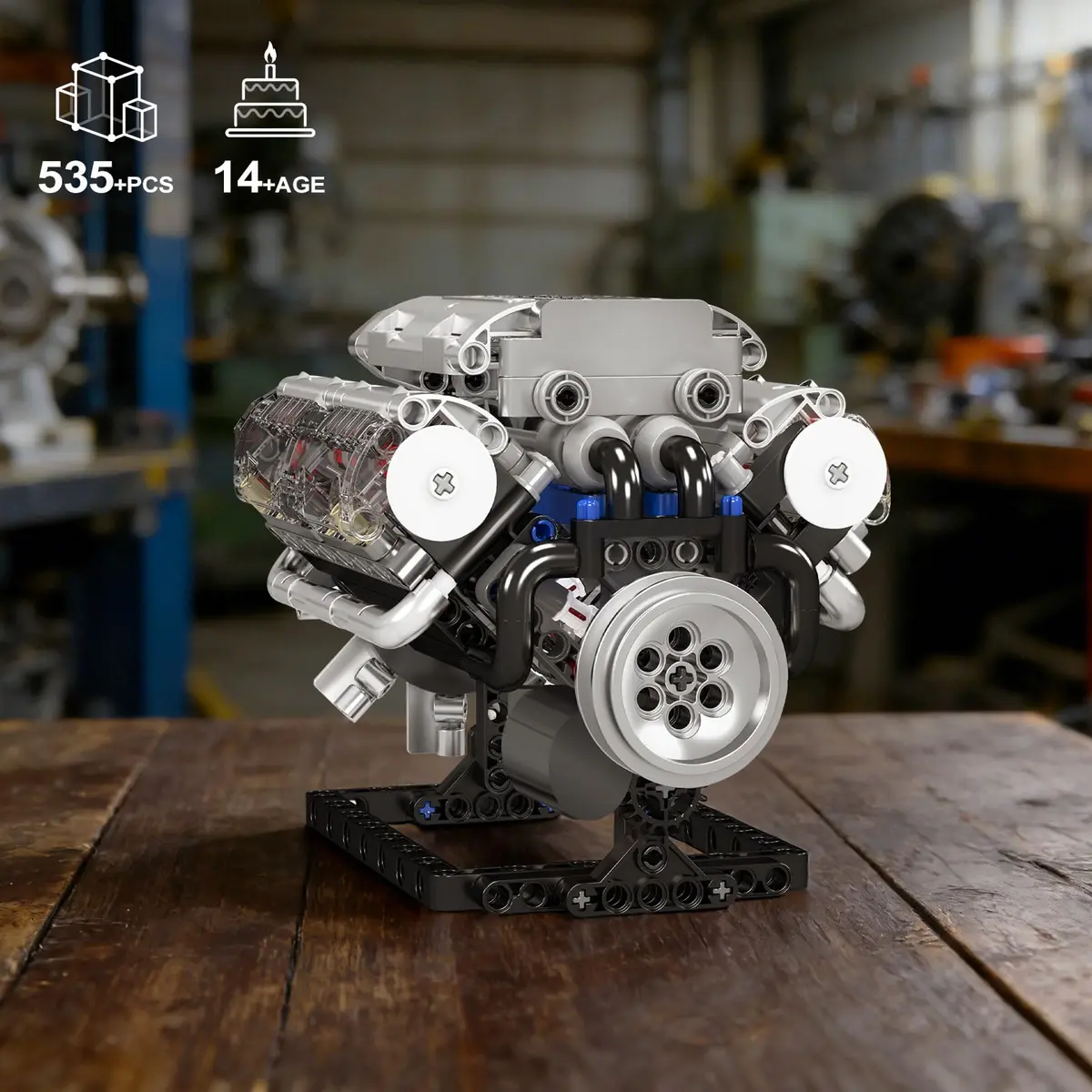 Mould King 10088 V8 Engine Model Kit - 535 Pcs for Adults | Realistic Mechanical Build with Moving Pistons - view 5