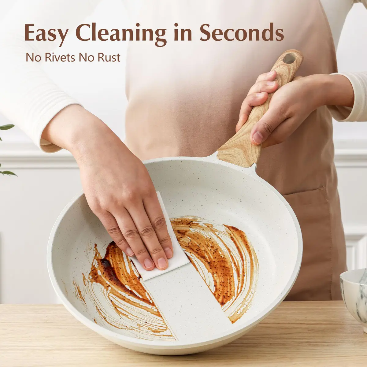 SENSARTE 9.5 Inch Nonstick Ceramic Frying Pan with Lid | PFAS/PTFE/PFOA Free, Induction Compatible - view 6