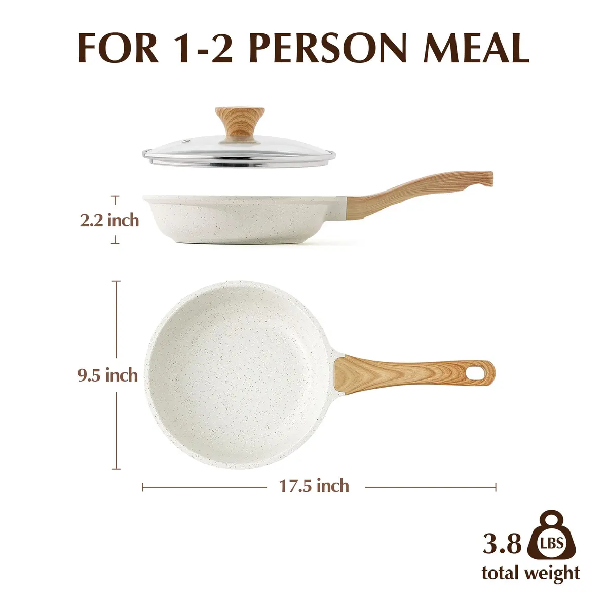 SENSARTE 9.5 Inch Nonstick Ceramic Frying Pan with Lid | PFAS/PTFE/PFOA Free, Induction Compatible - view 9