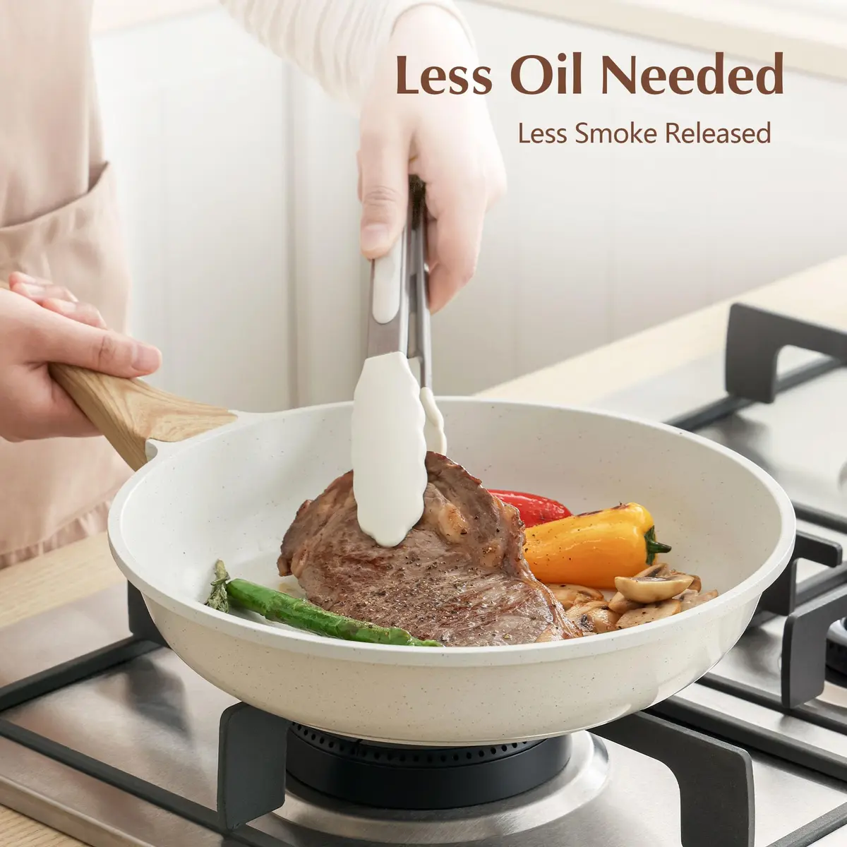 SENSARTE 9.5 Inch Nonstick Ceramic Frying Pan with Lid | PFAS/PTFE/PFOA Free, Induction Compatible - view 3