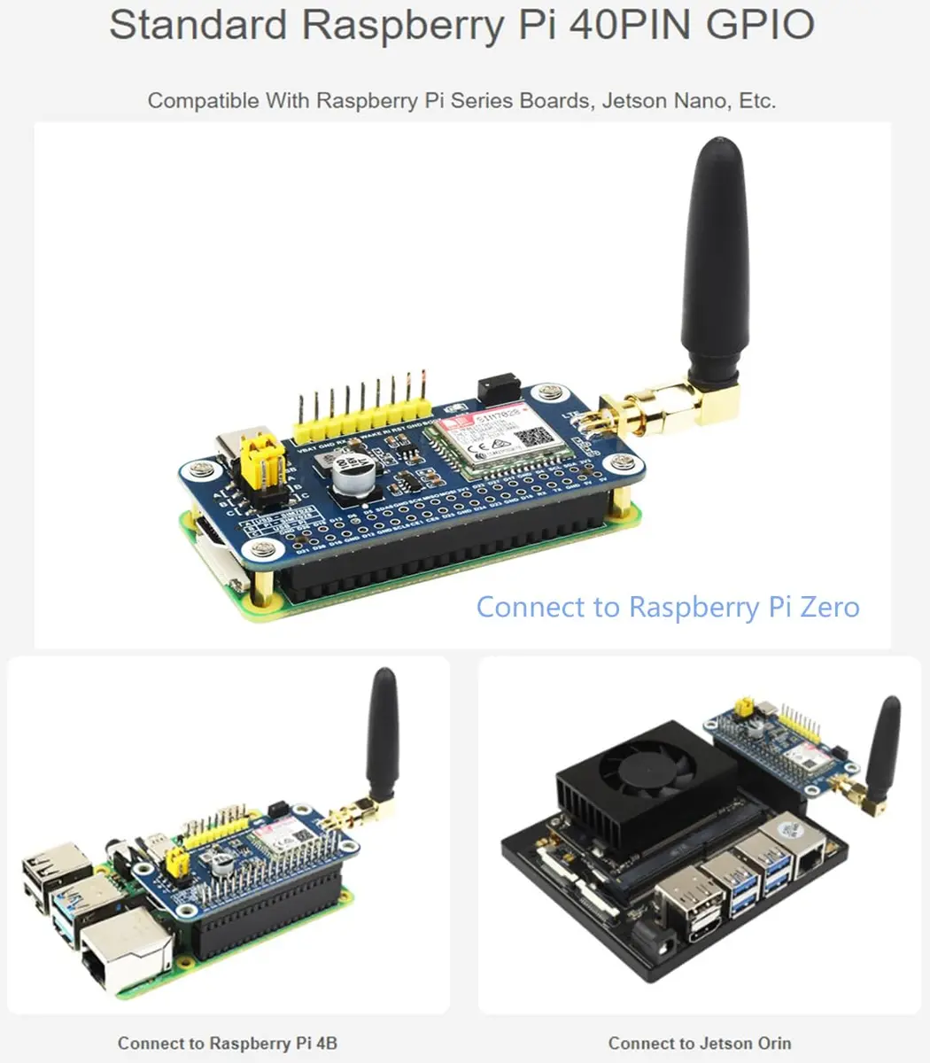 Wonrabai SIM7028 NB-IoT HAT for Raspberry Pi 5/4B/3B+/2B/Zero/Zero 2W | Global Band NB-IoT Support - view 3