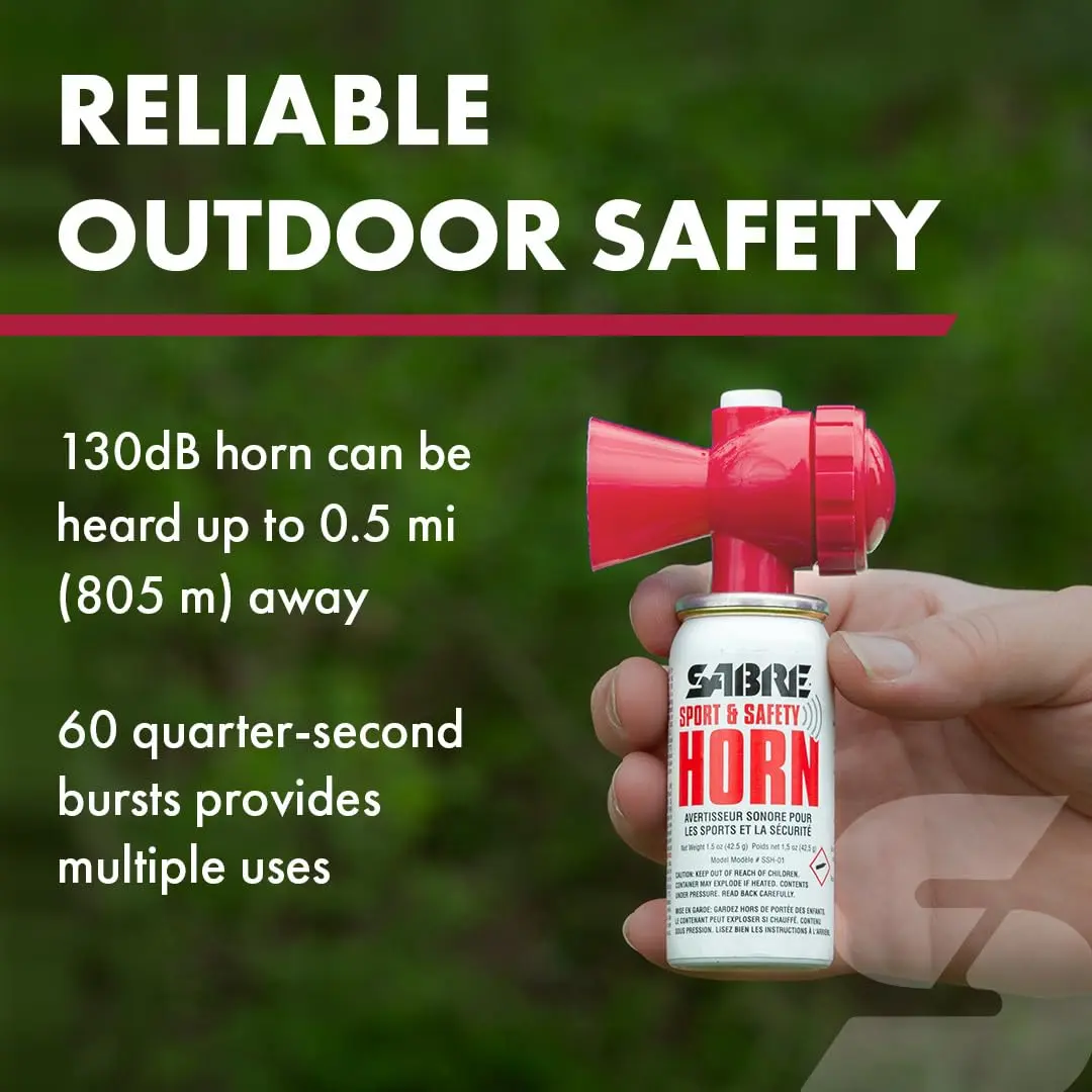 SABRE Sport and Safety Horn, 130 dB Air Horn, 60 ¼ Second or 25 ½ Second Bursts | Compact, Audible Up To ½ Miles - view 3