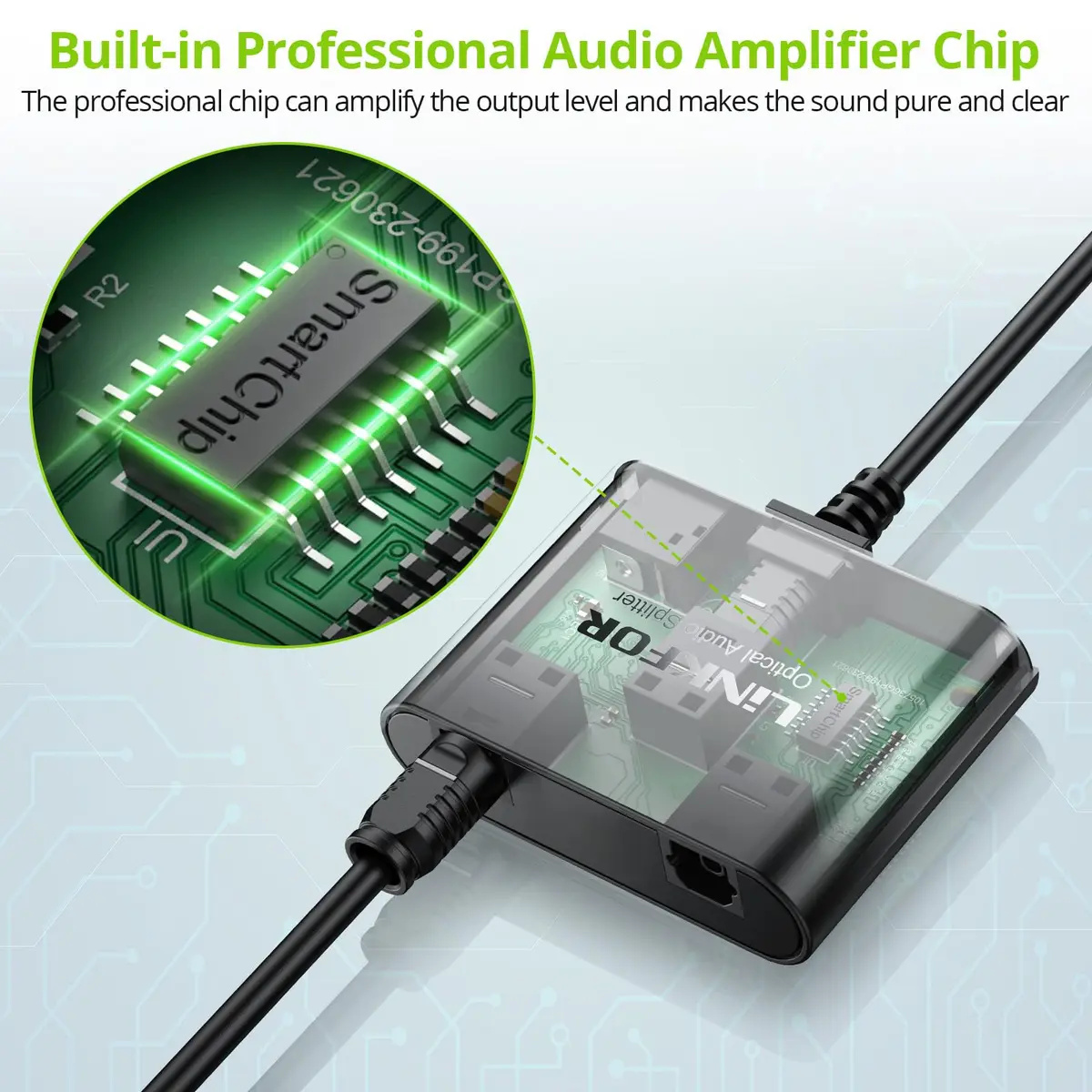 LiNKFOR 1x2 Optical Audio Splitter 1 Input 2 Output | Splits Digital Audio for Home Theatre, Xbox, PS5/PS4, Soundbars - view 6