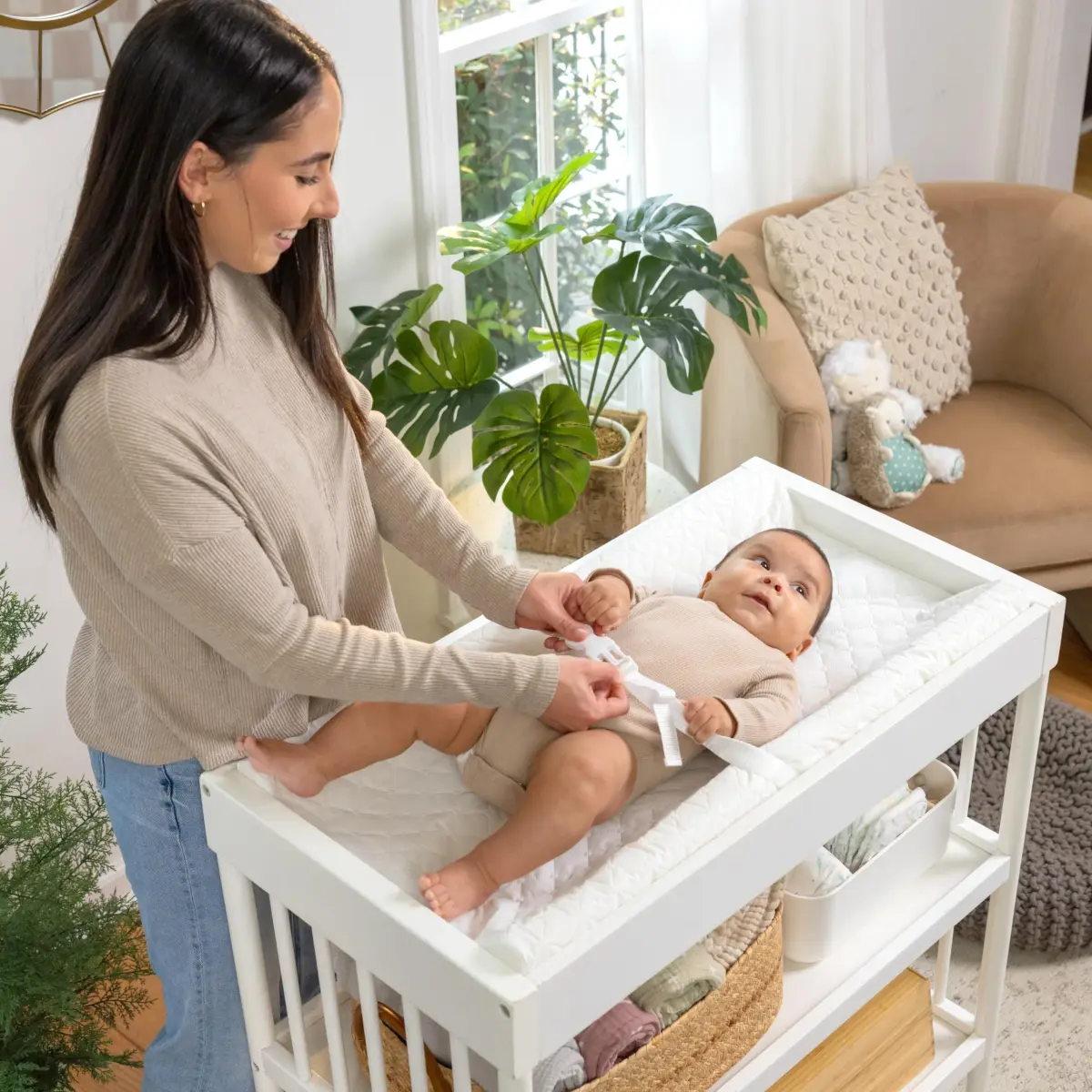 Ingenuity Contoured Changing Pad with Safety Strap & Waterproof Liner | 32 x 16 inches (81.3 x 40.6 cm) - view 4