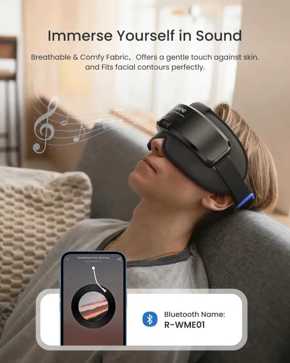 RENPHO Eyeris Masc Head and Eye Massager with Heat, 3D Compression, Adjustable Headband, 1500mAh Battery | Relaxation for Dry Eyes & Stress Relief - view 7