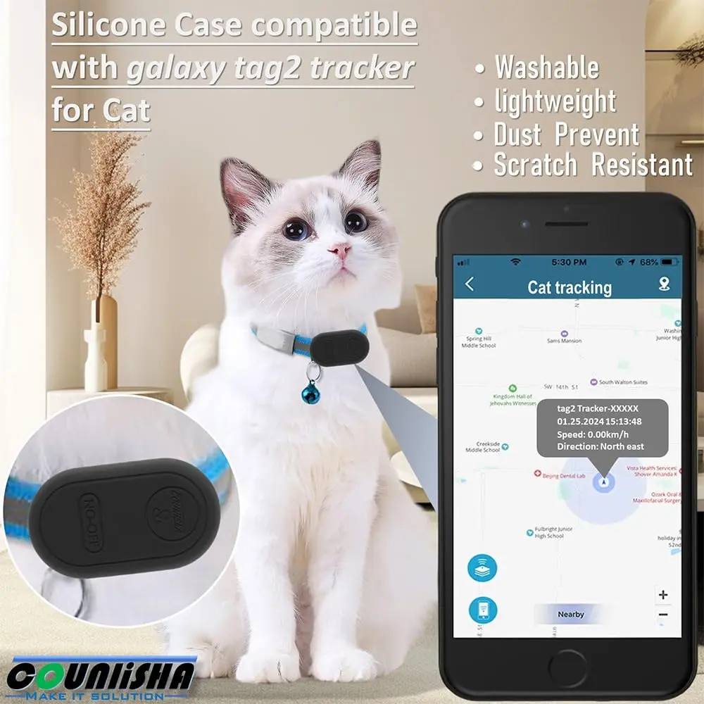 Counlisha Silicone Holder for Samsung Galaxy SmartTag2 | Waterproof, Shockproof, Dustproof (Black, 2 Packs) - view 5