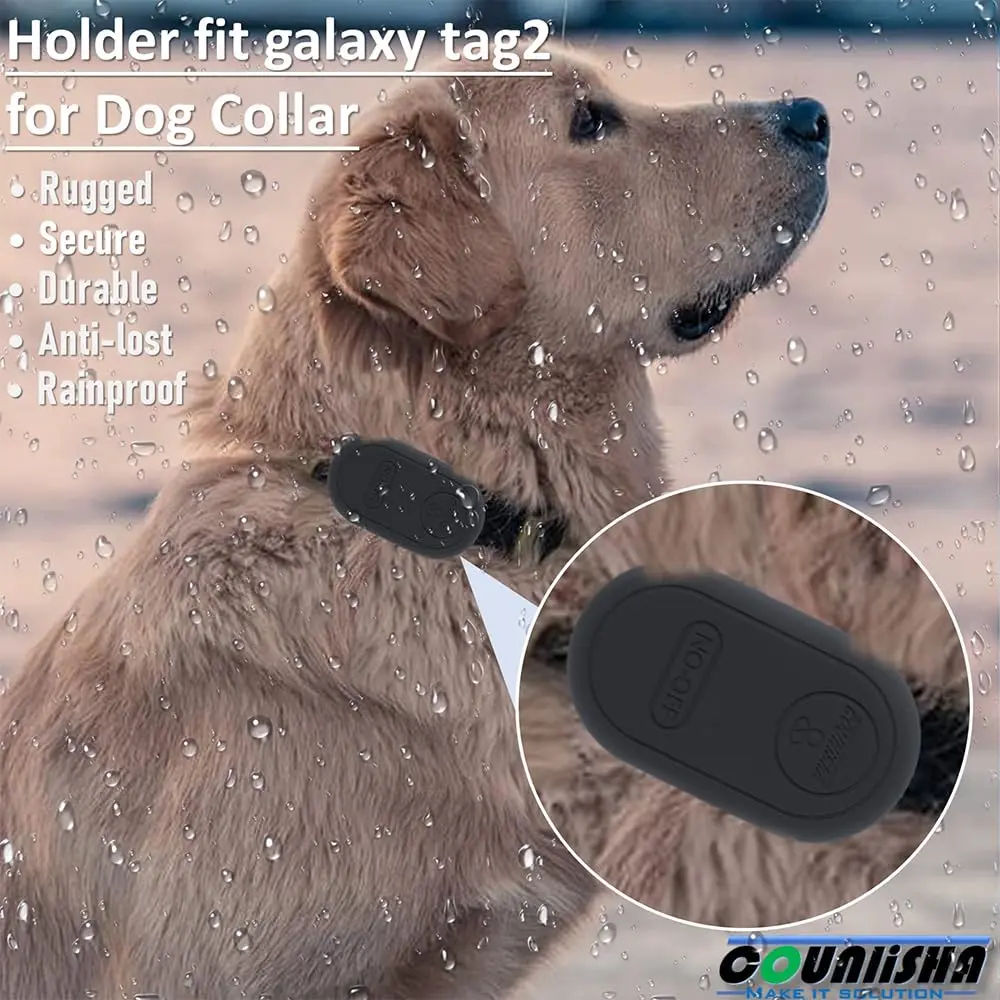 Counlisha Silicone Holder for Samsung Galaxy SmartTag2 | Waterproof, Shockproof, Dustproof (Black, 2 Packs) - view 3
