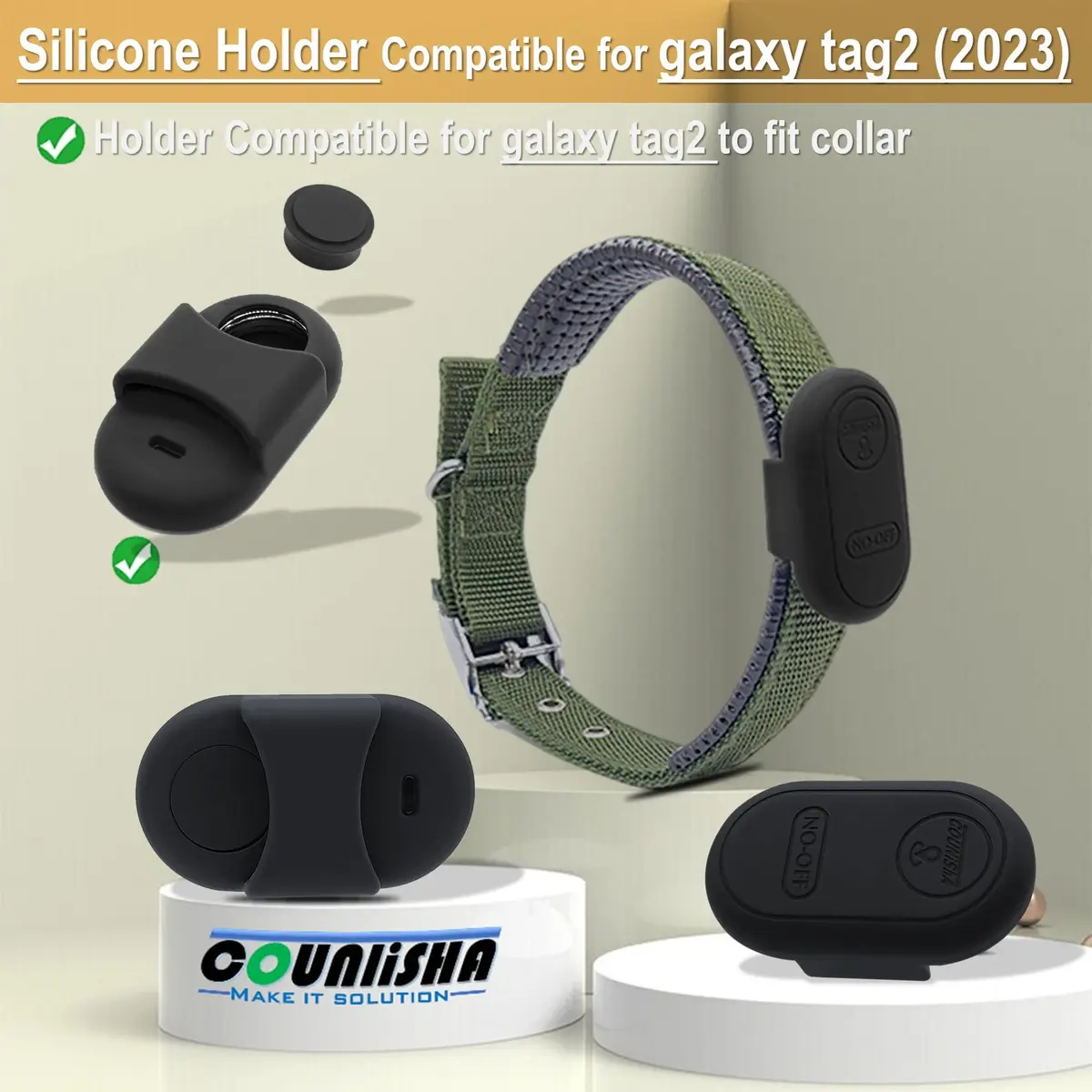 Counlisha Silicone Holder for Samsung Galaxy SmartTag2 | Waterproof, Shockproof, Dustproof (Black, 2 Packs) - view 4