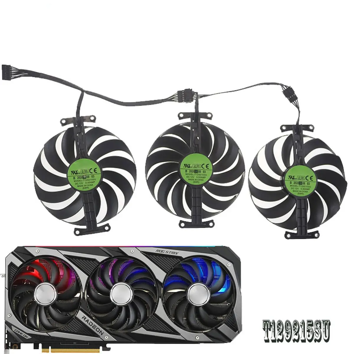 LTANDBR 95mm Graphics Card Fan for ASUS ROG Strix RTX 3060 3070 3080 Ti 3090 | DC 12V, 7-Pin Header, 18dB Noise - view 3