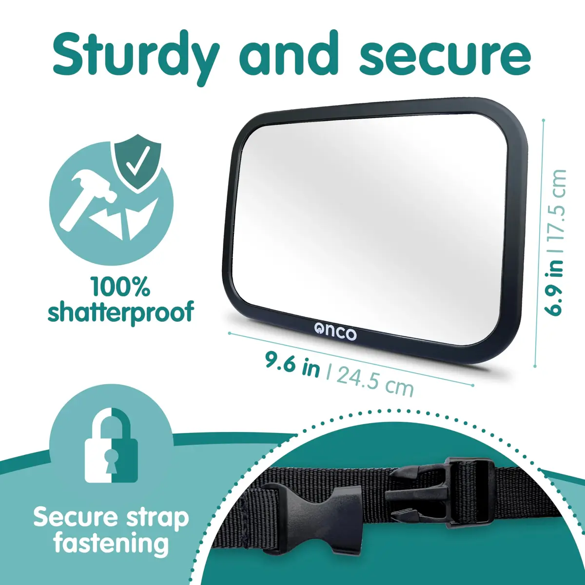 Onco Baby Car Mirror for Rear Facing Seats (2 Pack, Black) | Shatterproof View for Safe Travels - view 5
