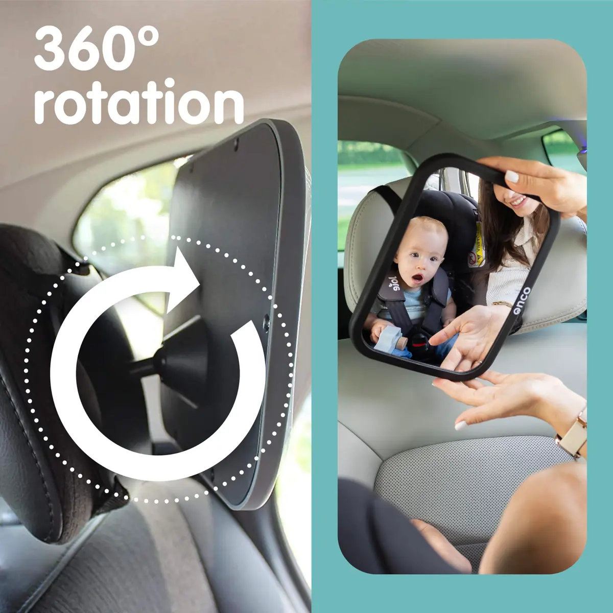 Onco Baby Car Mirror for Rear Facing Seats (2 Pack, Black) | Shatterproof View for Safe Travels - view 8