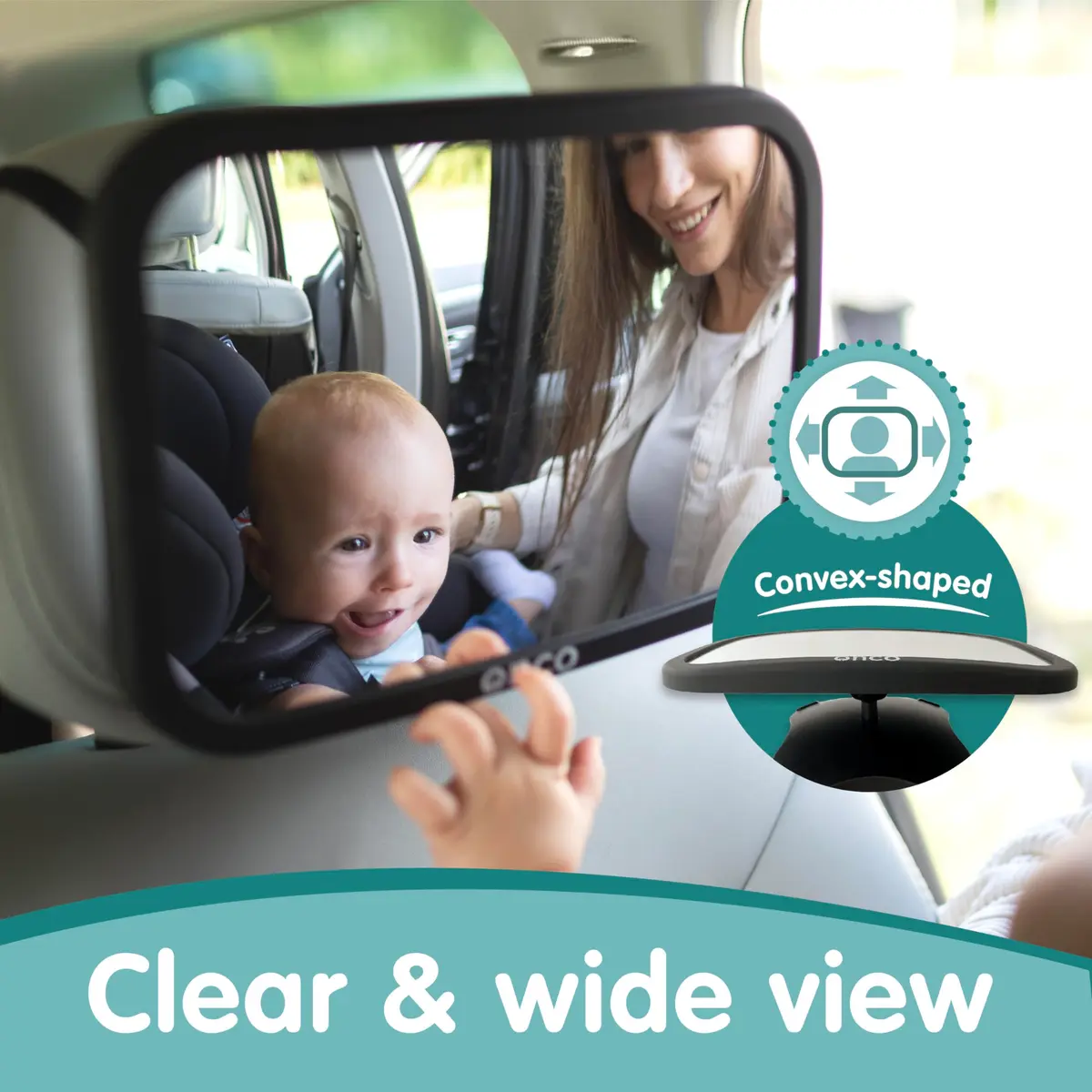 Onco Baby Car Mirror for Rear Facing Seats (2 Pack, Black) | Shatterproof View for Safe Travels - view 3