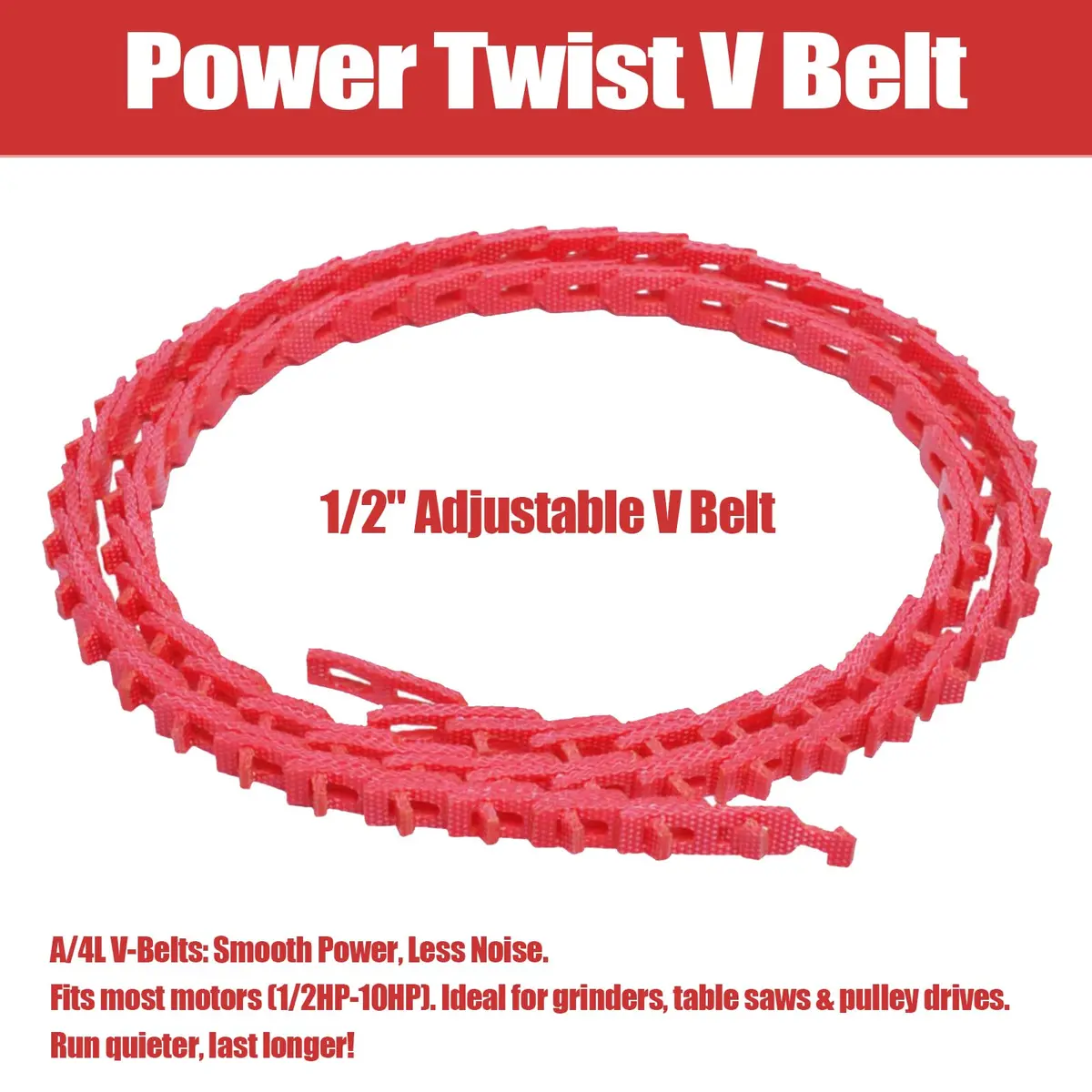 Poweka Adjustable Link V-Belt 1/2-Inch x 10 Feet (15.24 cm x 3.05 m) | Easy Install, Low Vibration, High Strength - view 5