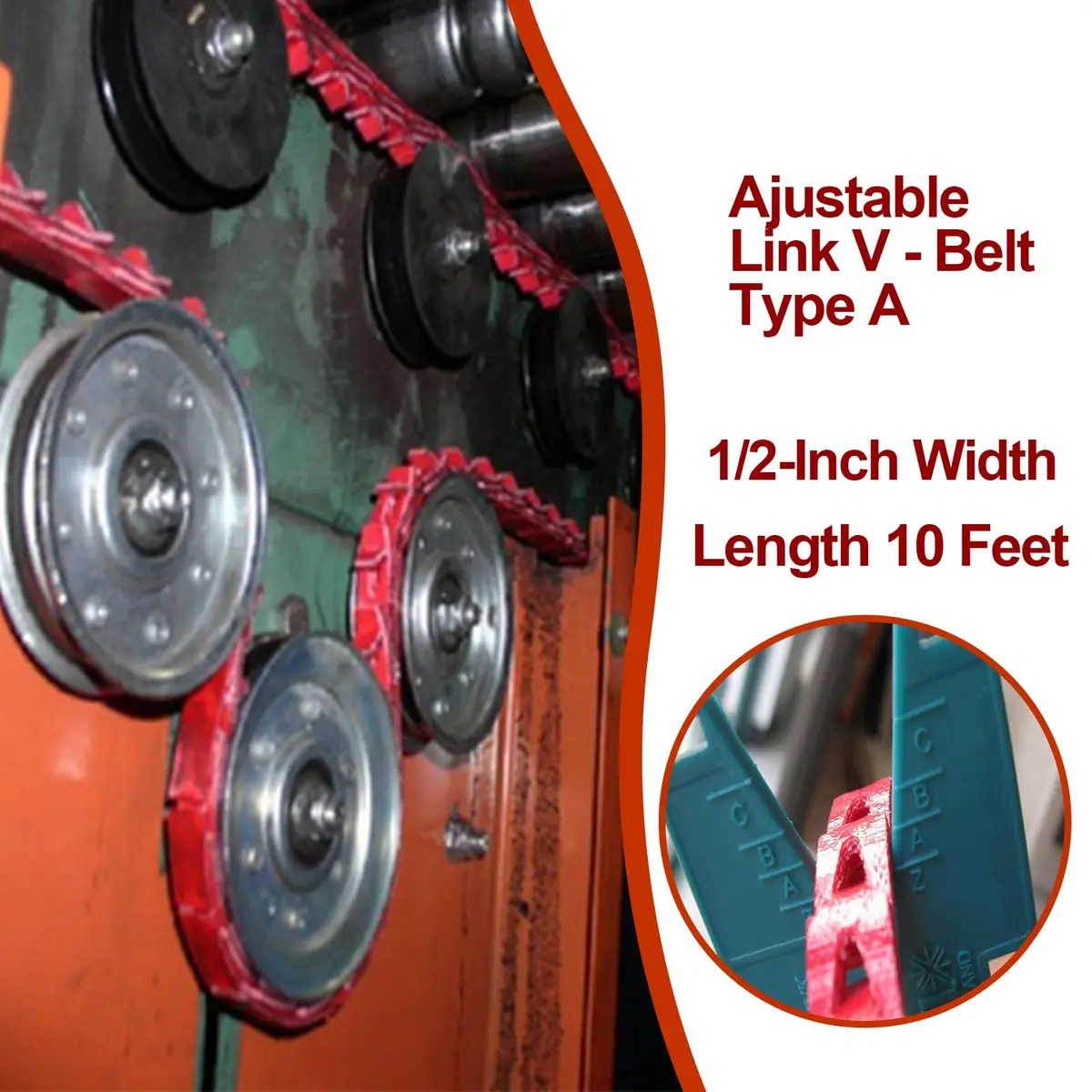 Poweka Adjustable Link V-Belt 1/2-Inch x 10 Feet (15.24 cm x 3.05 m) | Easy Install, Low Vibration, High Strength - view 2