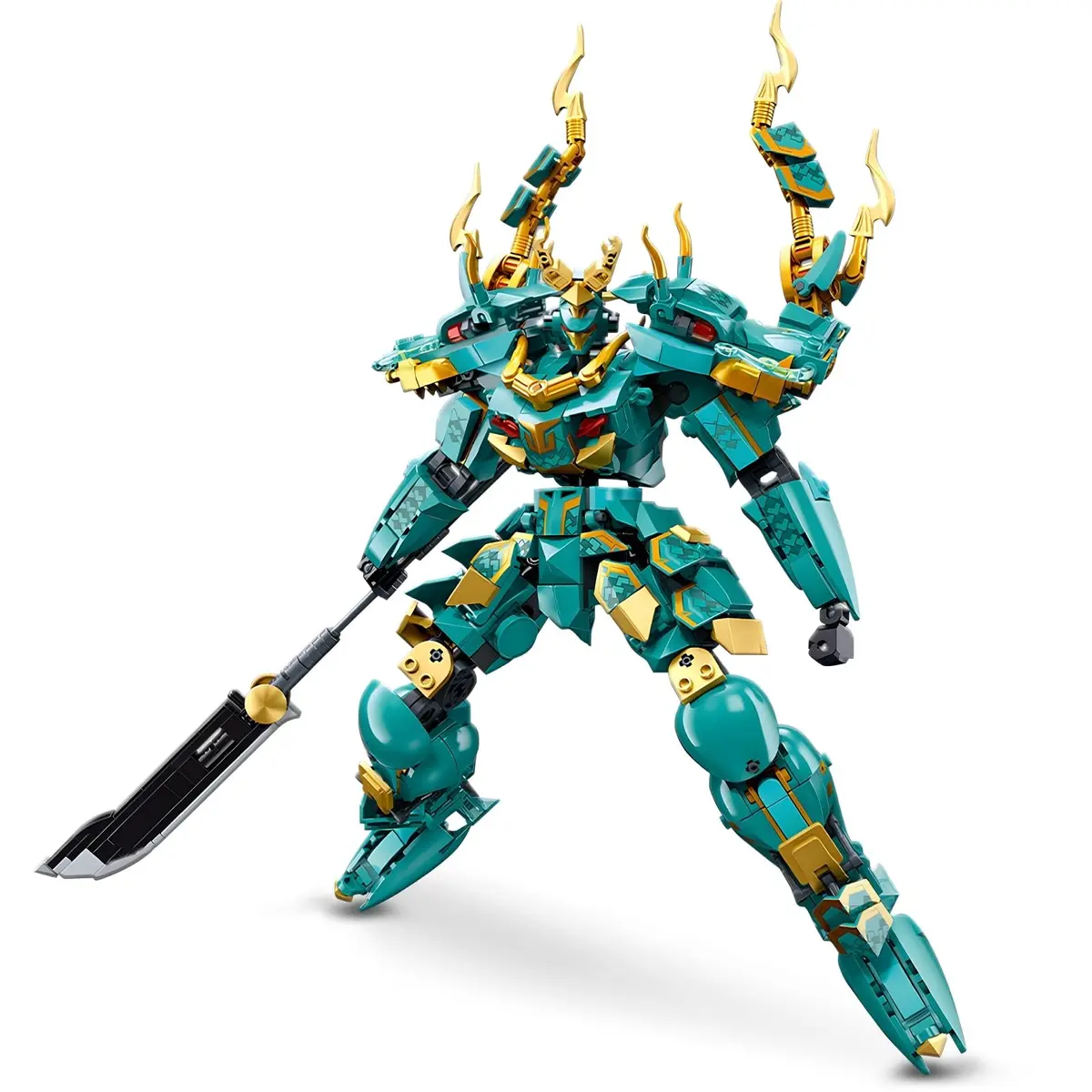 HIGH GODO Mech Robot Building Set for Adults | Green Dragon Warrior Model Kit with 704 Pieces - main product image