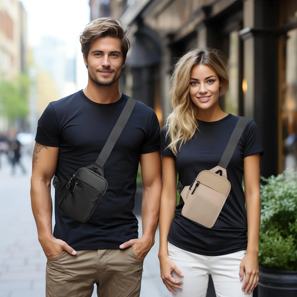 higouta Mini Sling Bag for Men Women, Small Crossbody Casual Utility Chest Phone Bag 2L (0.07 cu ft) | Waterproof Nylon - view 2