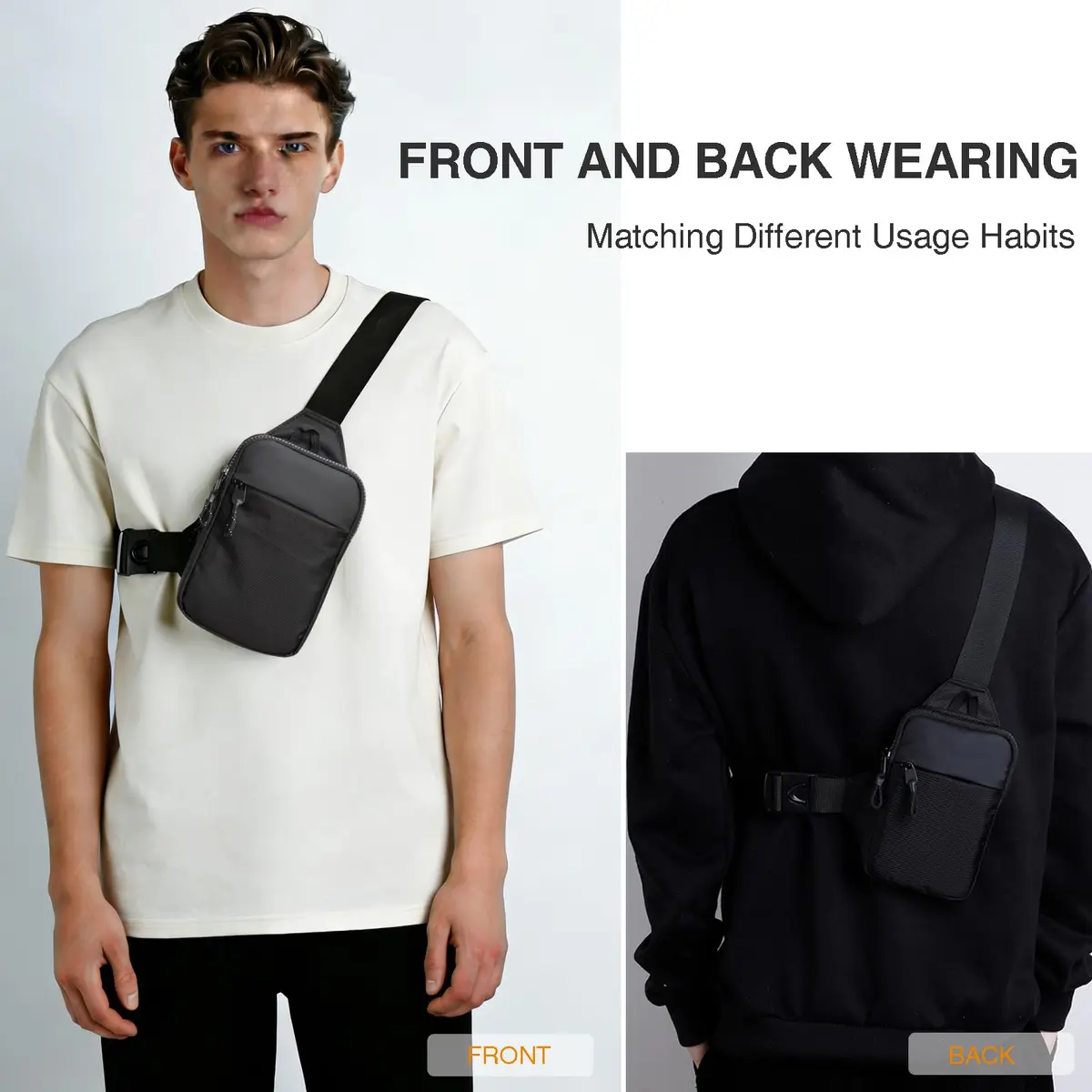 higouta Mini Sling Bag for Men Women, Small Crossbody Casual Utility Chest Phone Bag 2L (0.07 cu ft) | Waterproof Nylon - view 3