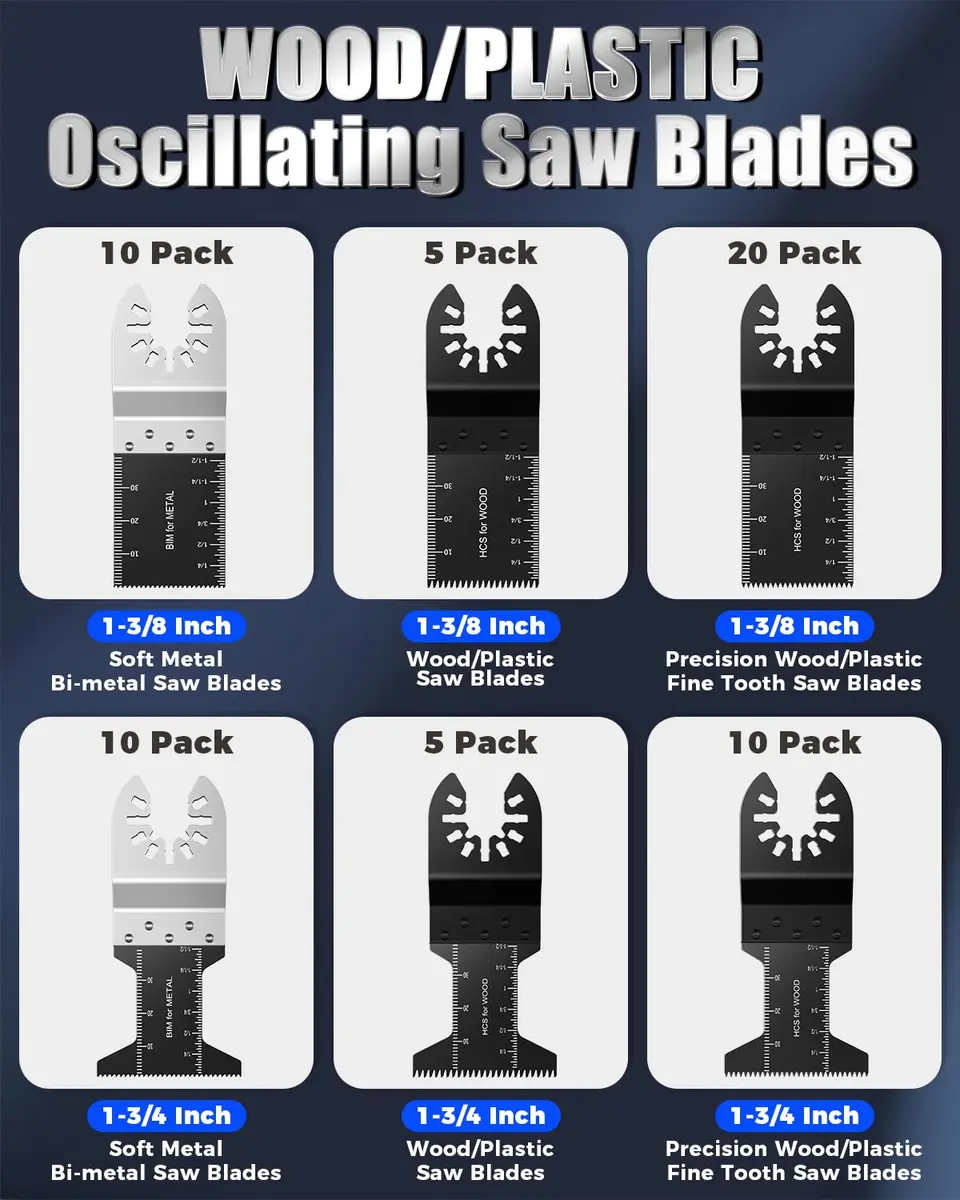 GORWARE 60PCS Oscillating Saw Blades | Bi-Metal Quick Release Multitool Blades for Wood & Metal - view 2