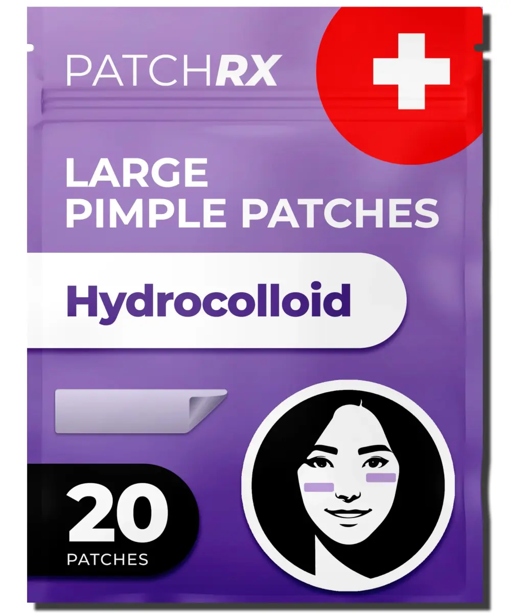 PatchRx Large Pimple Patches 20 Count | Hydrocolloid Acne Patch for Face & Body - main product image