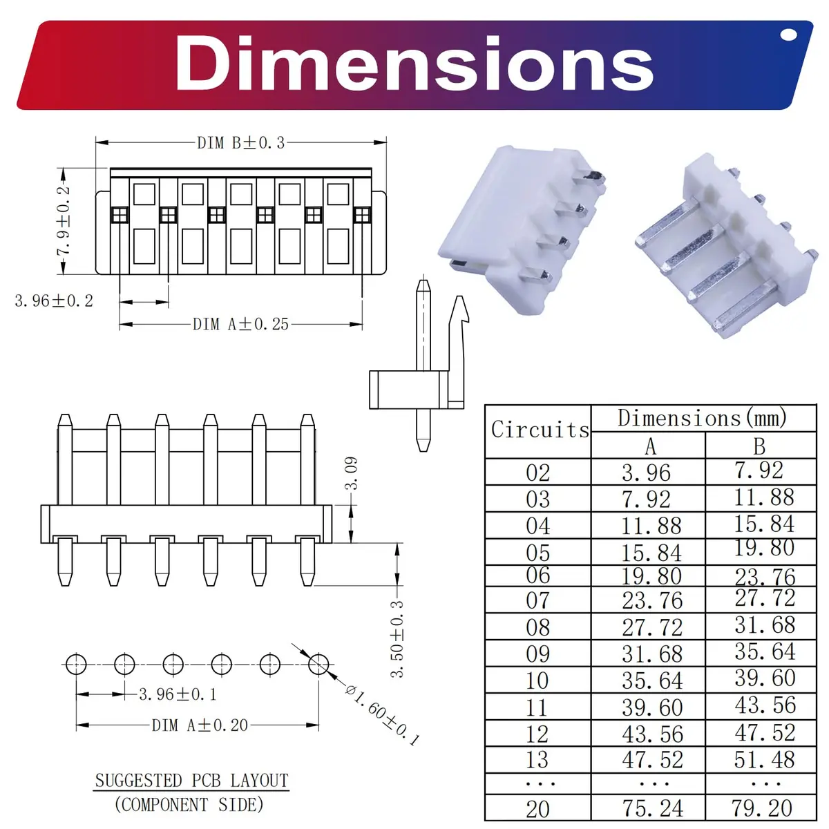 Kidisoii JST Connector Kit, VH3.96 DIP Header 2/3/4/5/6/7/8/9/10/12Pin | DIY IC Socket Adapter - view 5