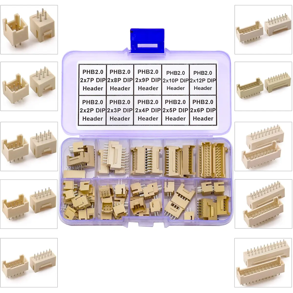 Kidisoii JST Connector Kit, PHB2.0 Dual Row DIP Header 2mm Pitch | DIY IC Socket Adapter (120 chars) - main product image
