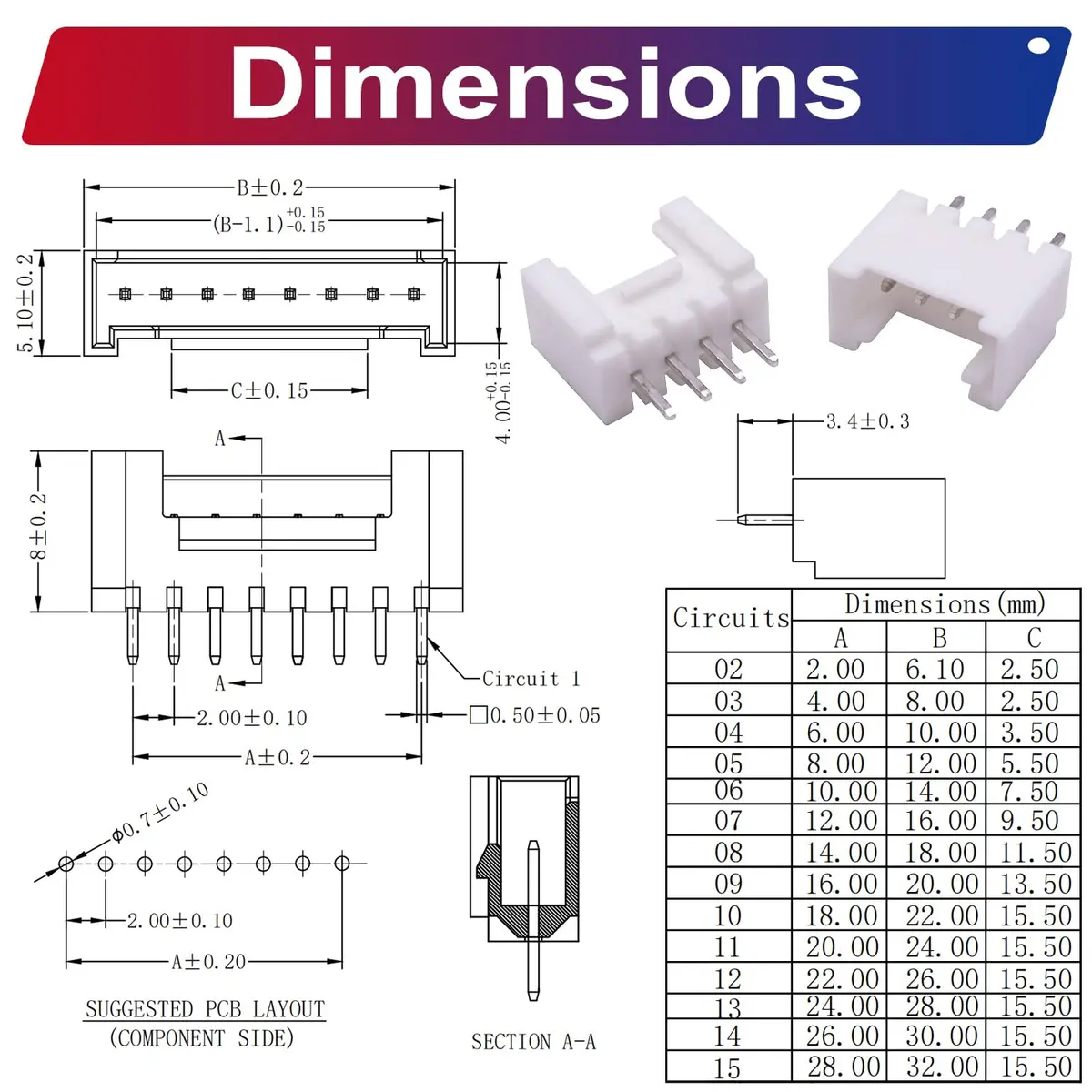 Kidisoii JST Connector Kit, HY2.0 DIP Header 2mm Pitch | DIY IC Socket Plugs Adapter - view 5
