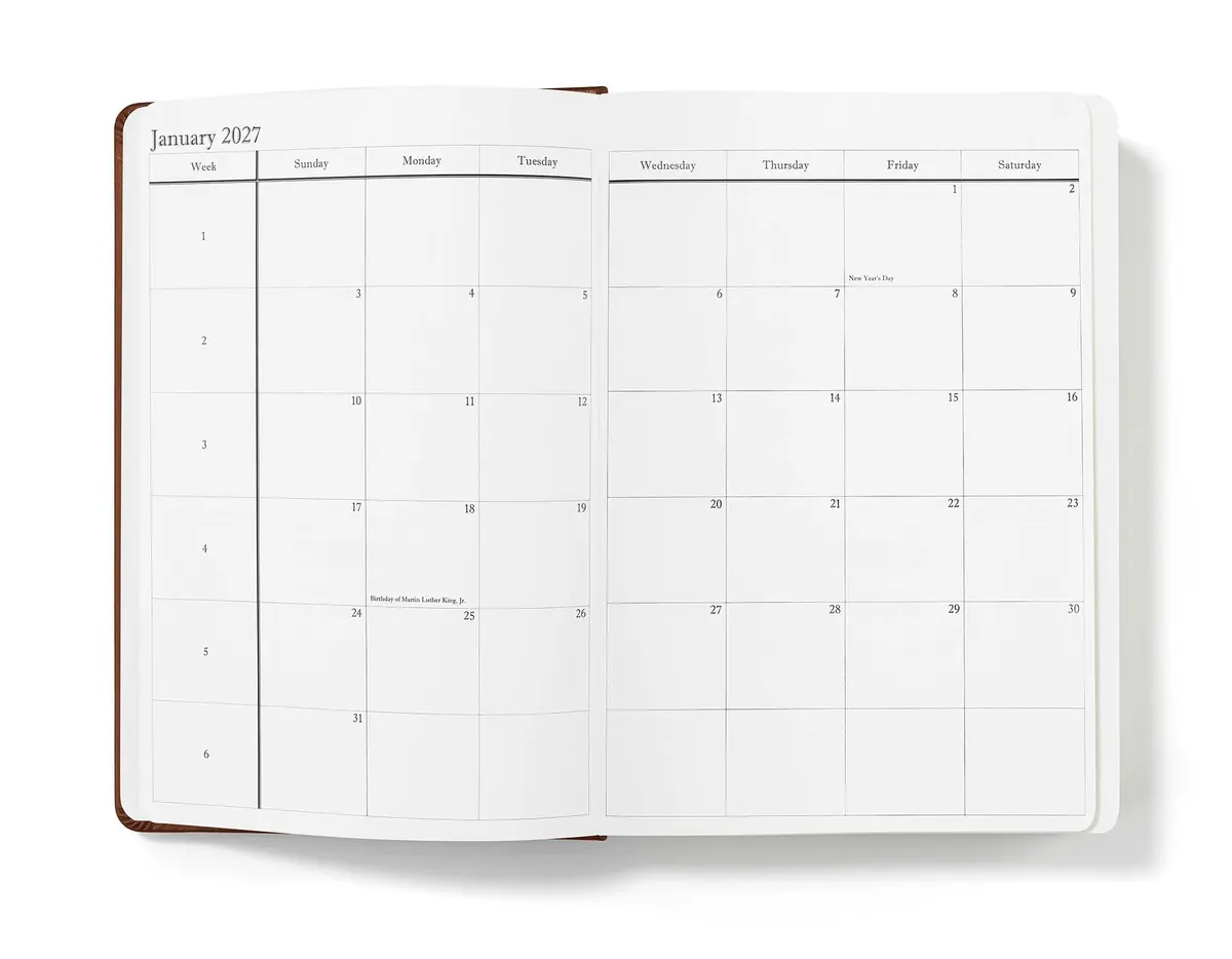 Wykeham's Executive 2026-27 Daily Journal Planner – Customization Available – July 2026 to June 2027 (Personalized Brown, 8.5"×5.5") - view 2