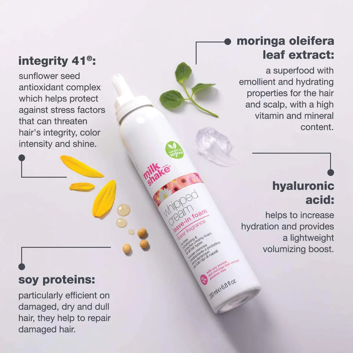 milk_shake Flower Whipped Cream Leave-In Foam – Conditioning, 6.8 Oz, Color-Safe & Hydrating - view 3