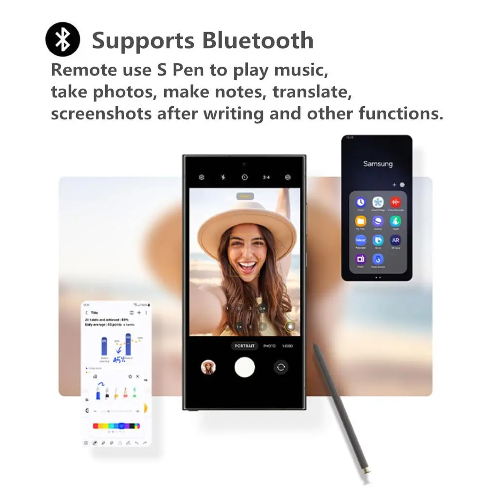 Bimahoo Galaxy S24 Ultra S Pen Replacement with Bluetooth | 4096 Pressure Levels, Black - view 4