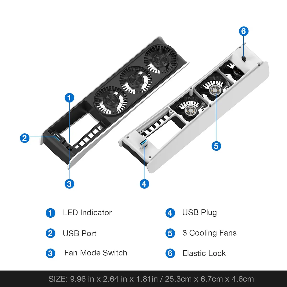 JUSPRO Cooling Fan for PS5 Slim Console Digital & Discs Edition | Upgraded Quiet Cooler with Blue LED Light - view 8