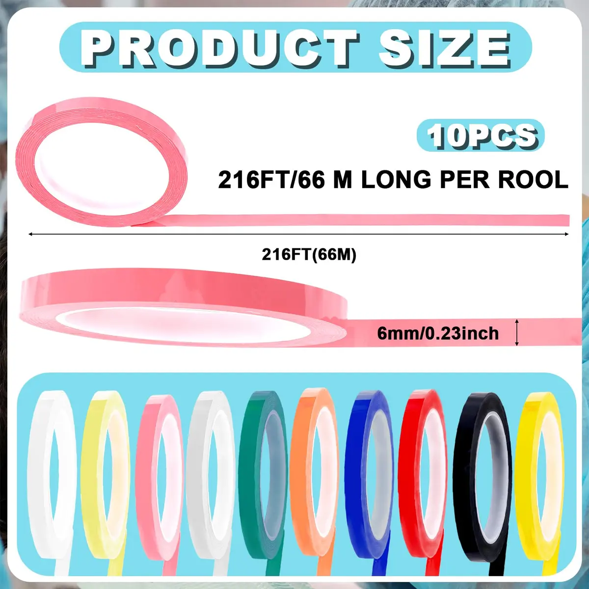 PEUTIER Autoclave Indicator Tape 6mm x 66m | 10 Color Rolls for Surgical & Dental Instruments - view 2