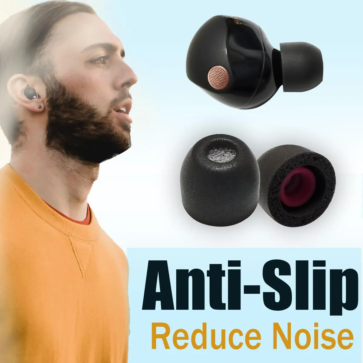 Mijusun Memory Foam XS Earbud Tips for Sony WF-1000XM5 | 3 Pairs with Filter Screen & Storage Box - view 5