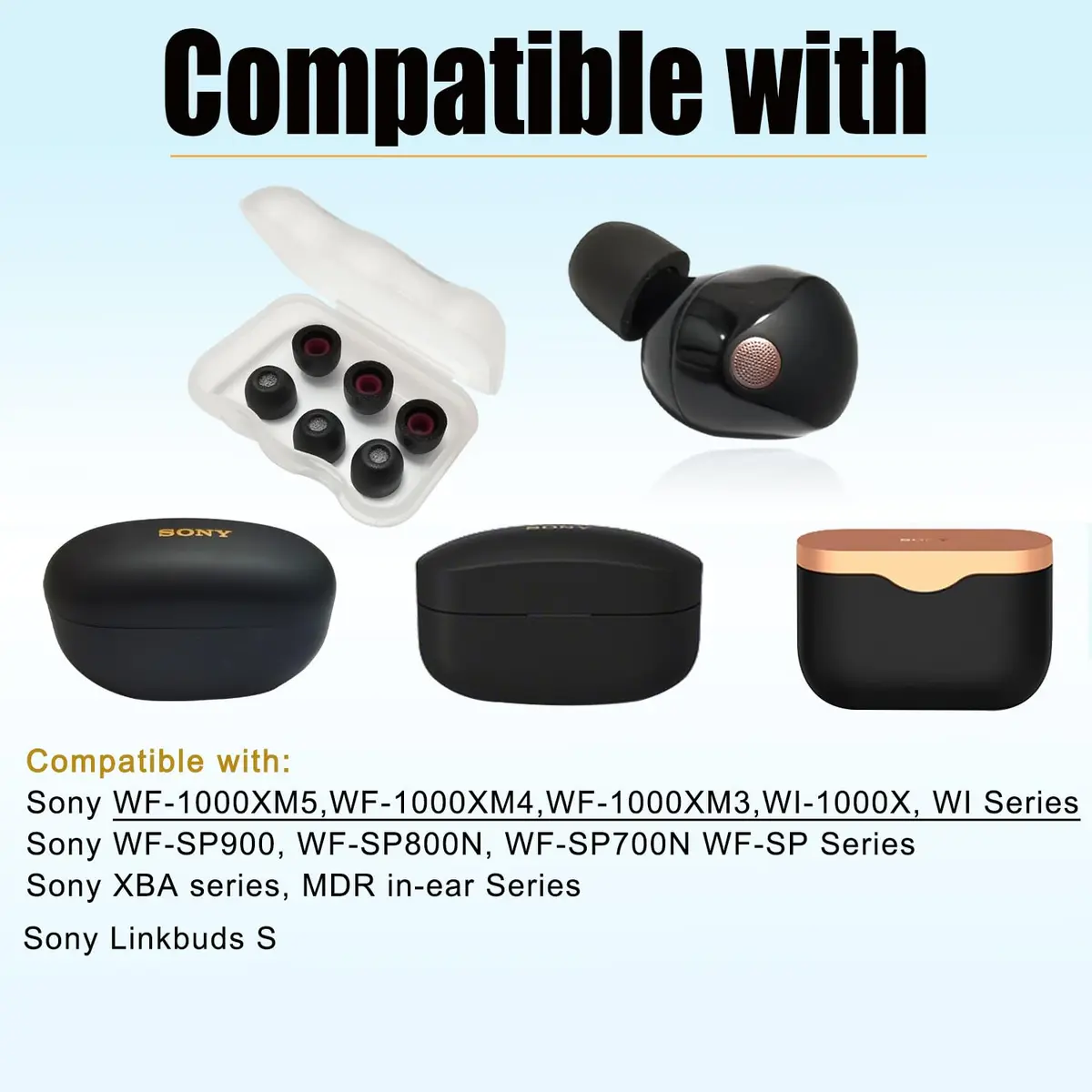 Mijusun Memory Foam XS Earbud Tips for Sony WF-1000XM5 | 3 Pairs with Filter Screen & Storage Box - view 6