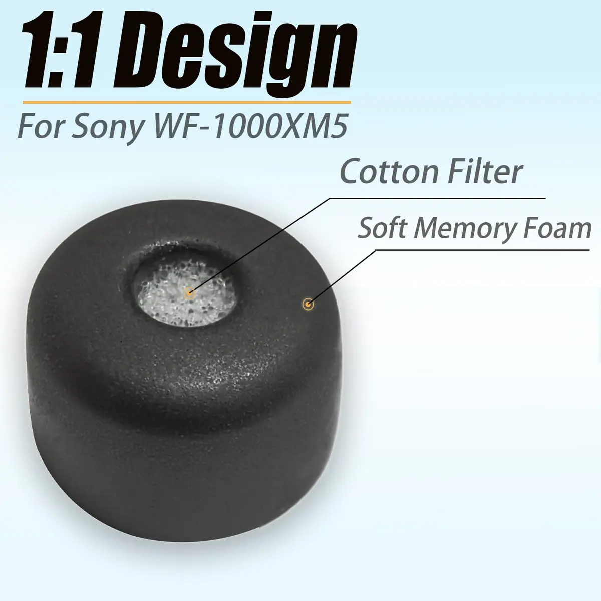 Mijusun Memory Foam XS Earbud Tips for Sony WF-1000XM5 | 3 Pairs with Filter Screen & Storage Box - view 3
