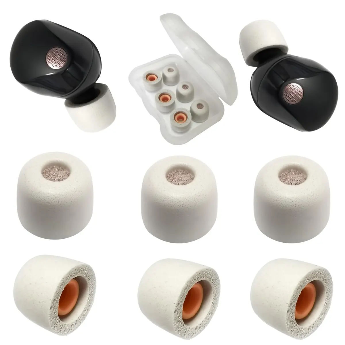 Mijusun Memory Foam Replacement Earbud Tips for Sony WF-1000XM5 & More | 3 Pairs Small Gray - main product image