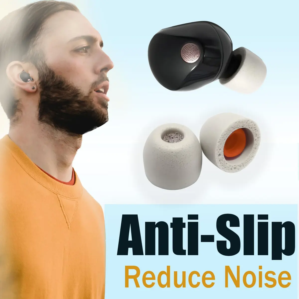 Mijusun Memory Foam Replacement Earbud Tips for Sony WF-1000XM5 & More | 3 Pairs Small Gray - view 5