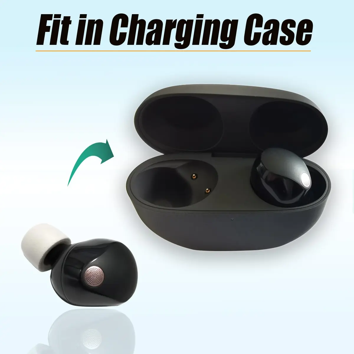 Mijusun Memory Foam Replacement Earbud Tips for Sony WF-1000XM5 & More | 3 Pairs Small Gray - view 4