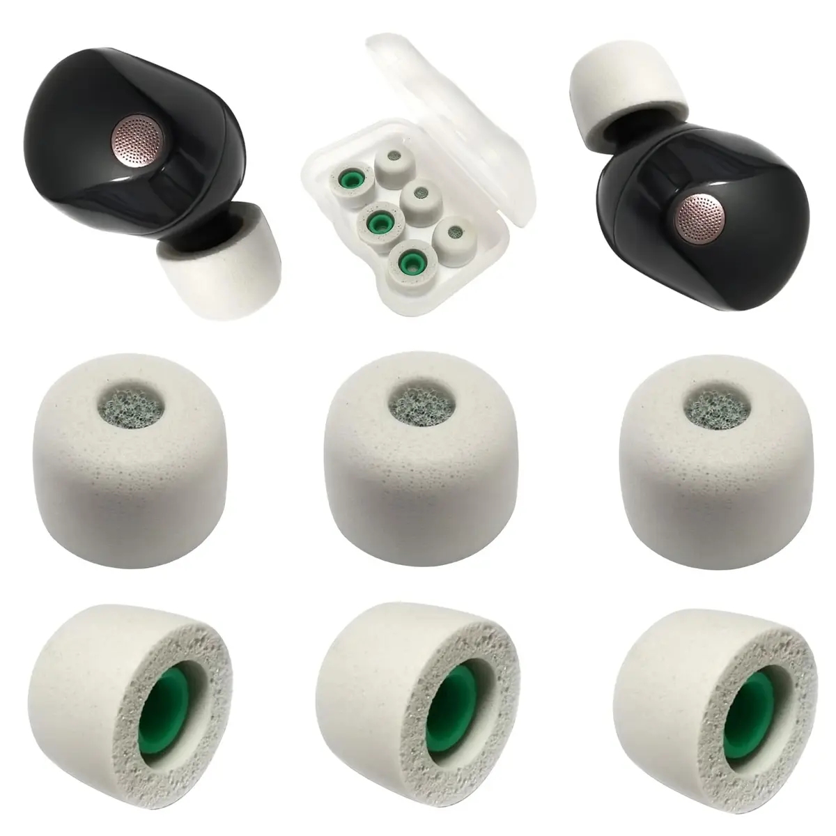 Mijusun Memory Foam Replacement Earbud Tips for Sony WF-1000XM5, WF-1000XM4, WF-1000XM3 (3 Pairs, Medium, Gray) | Noise Isolating Fit - main product image