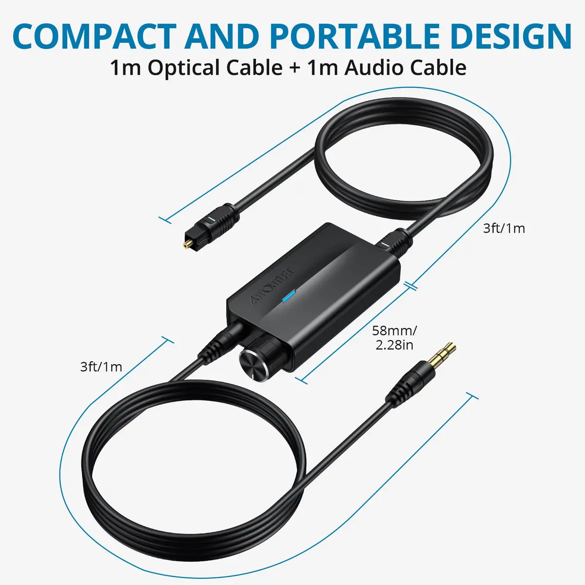 AUTOUTLET 192kHz DAC Optical to 3.5mm Converter with Volume Control, 25g (0.88oz) | High-Fidelity Audio Signal Conversion - view 7
