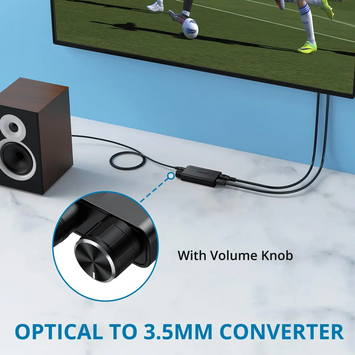 AUTOUTLET 192kHz DAC Optical to 3.5mm Converter with Volume Control, 25g (0.88oz) | High-Fidelity Audio Signal Conversion - view 4