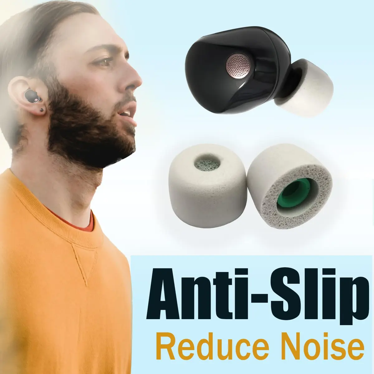 Mijusun Memory Foam Replacement Earbud Tips for Sony WF-1000XM5, 4 Pairs L/M/S/XS Gray | Noise Isolating & Comfortable Fit - view 5