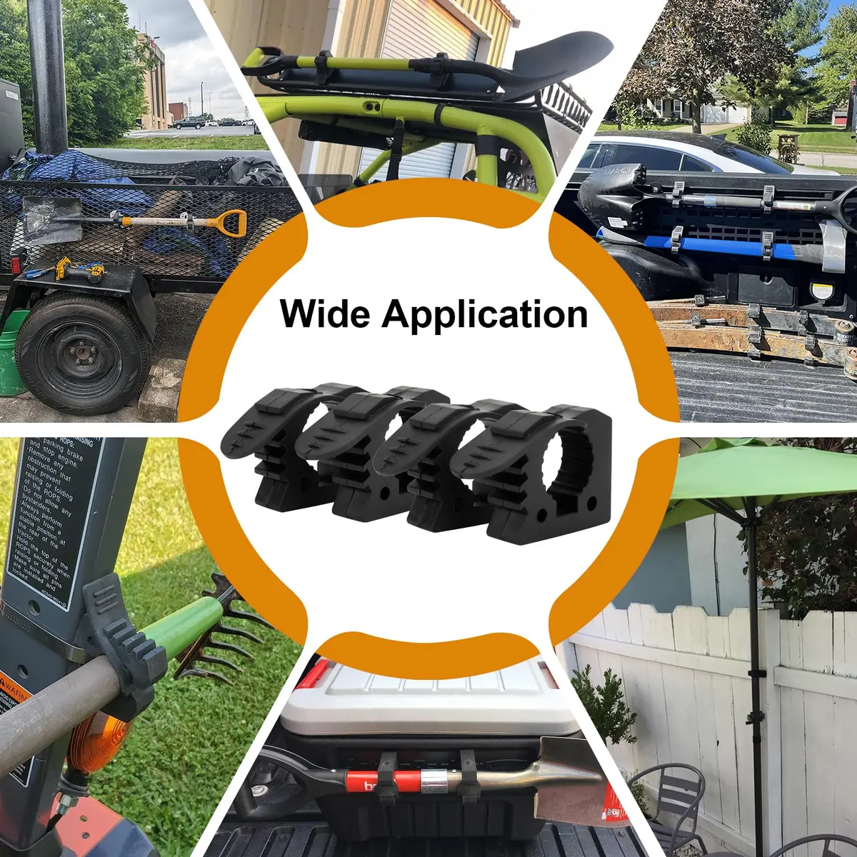 PSLER Quick Release Shovel & Axe Mounts for Truck Bed & Roof Rack, 4 Pack | Secures 1-1/7" to 1-3/7" Tools - view 3