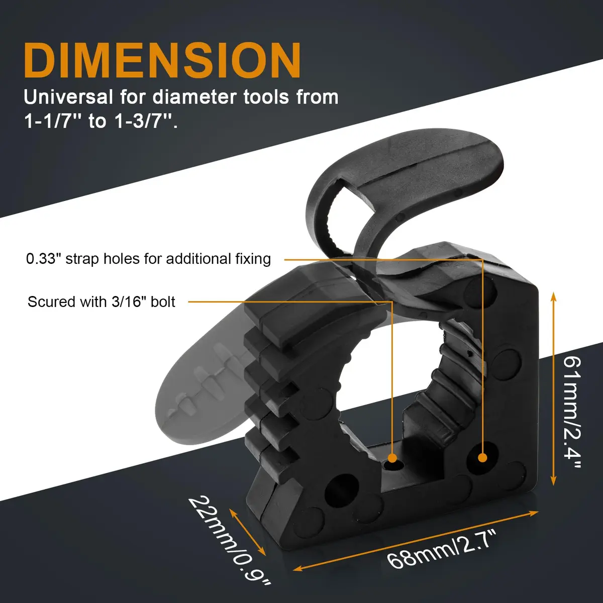 PSLER Quick Release Rubber Shovel Holder for Truck Bed & UTV, 2-Piece Set for 1-1/7'' to 1-3/7'' Diameter Tools - view 5