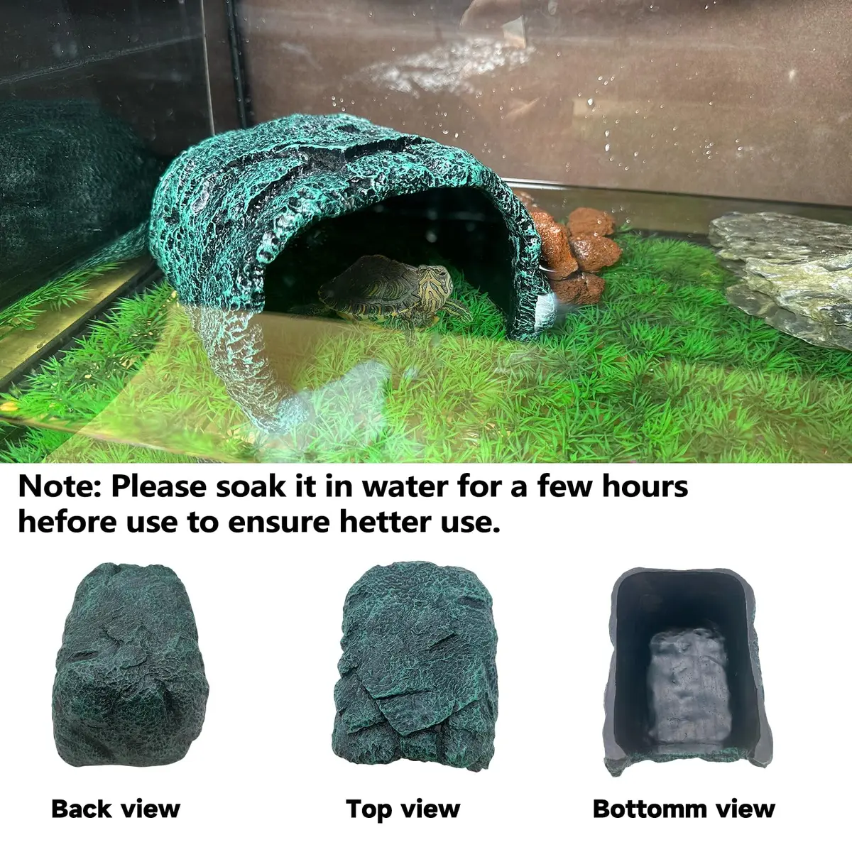 Tfwadmx Reptile Rock Hide Cave Large | Realistic Rock Texture for Small Reptiles & Pocket Pets - view 3