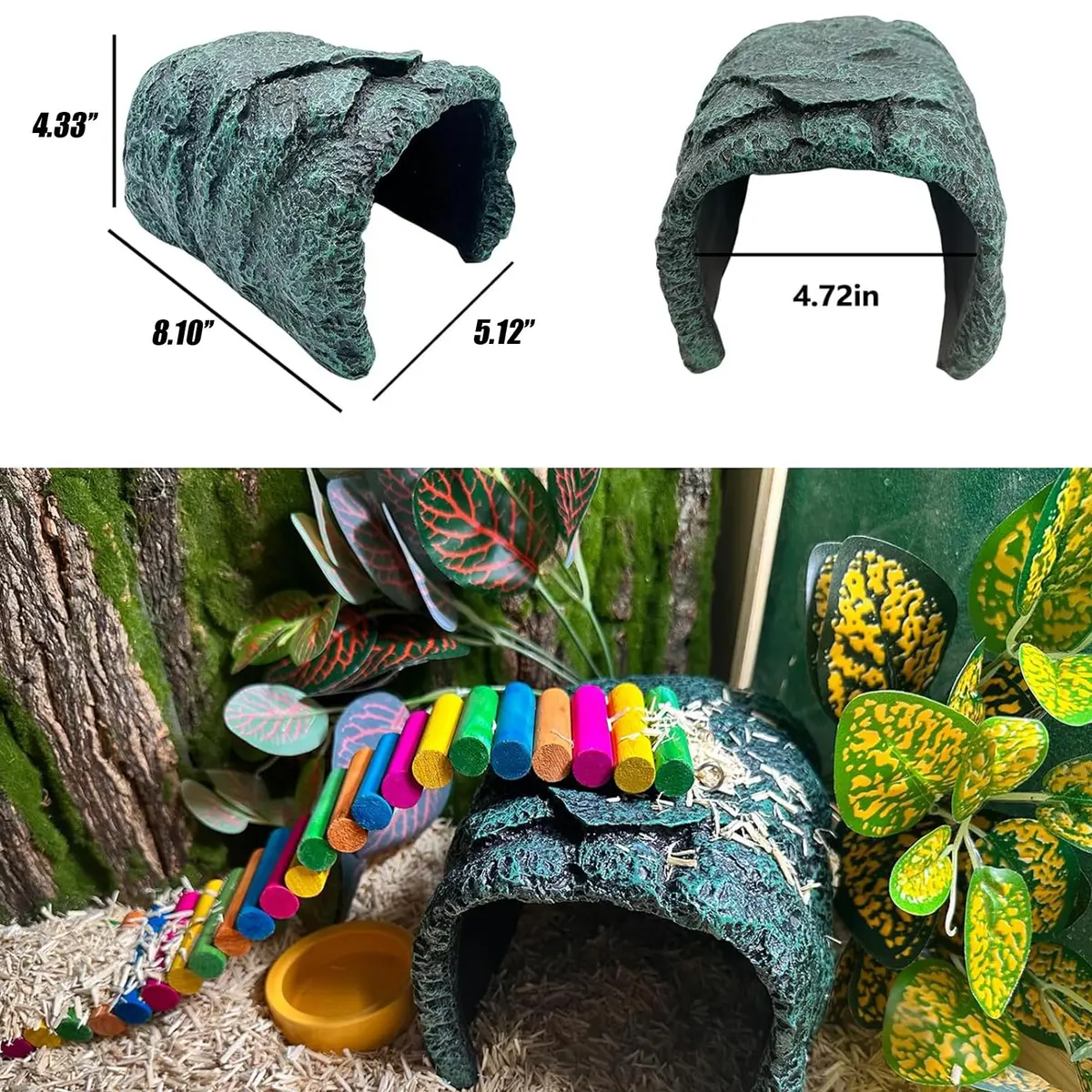 Tfwadmx Reptile Rock Hide Cave Large | Realistic Rock Texture for Small Reptiles & Pocket Pets - view 4