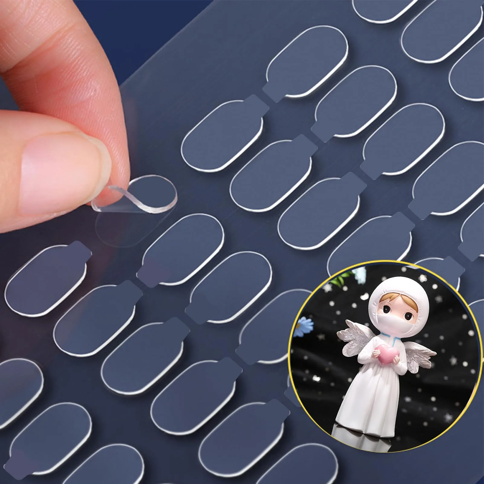 LMJIA Adhesive Stick Dots for Wall Hanging Crafts, Balloons & Party Decorations (100 Dots, Transparent) - main product image
