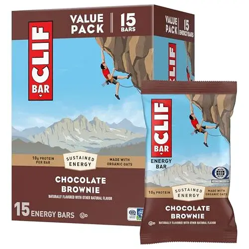CLIF BAR Chocolate Brownie Protein Energy Bars 15ct (510g / 18oz) | Sustained Energy for Active Bodies - main product image