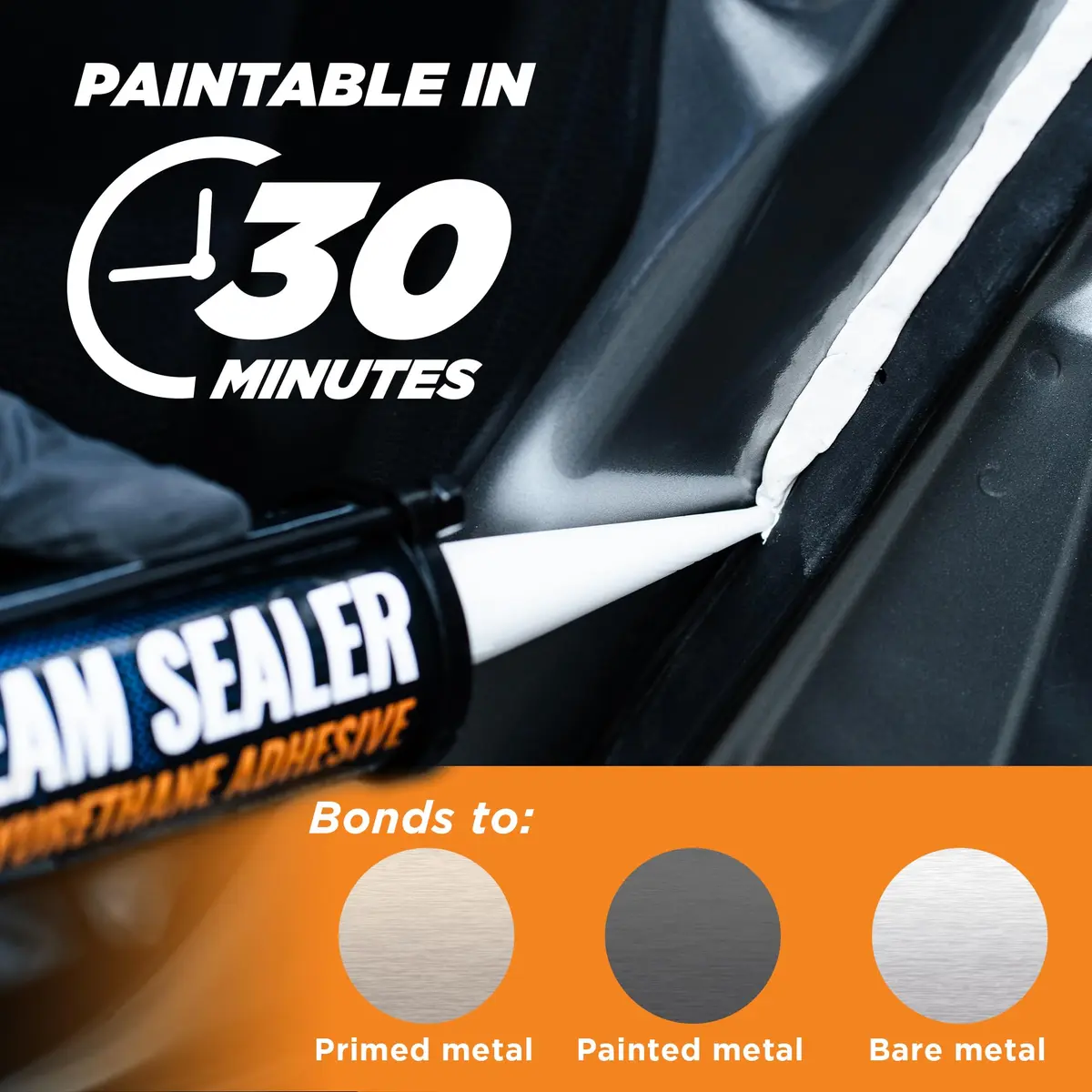 FORTIVO Professional Automotive Seam Sealer White 300ml (10 Fl Oz) | Paintable Quick-Set Polyurethane Auto Body Sealer - view 3